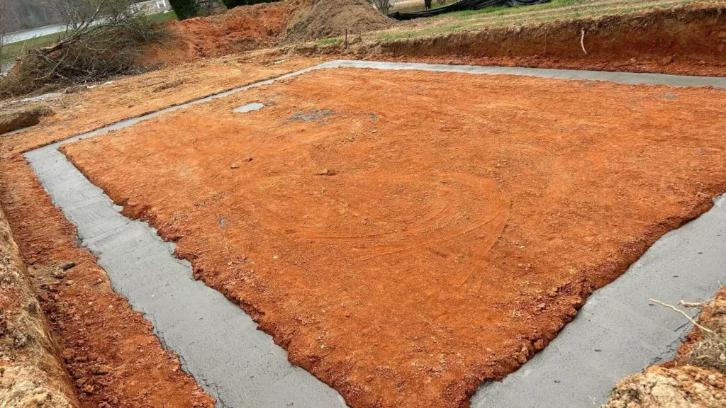 Construction Site With Concrete Foundation