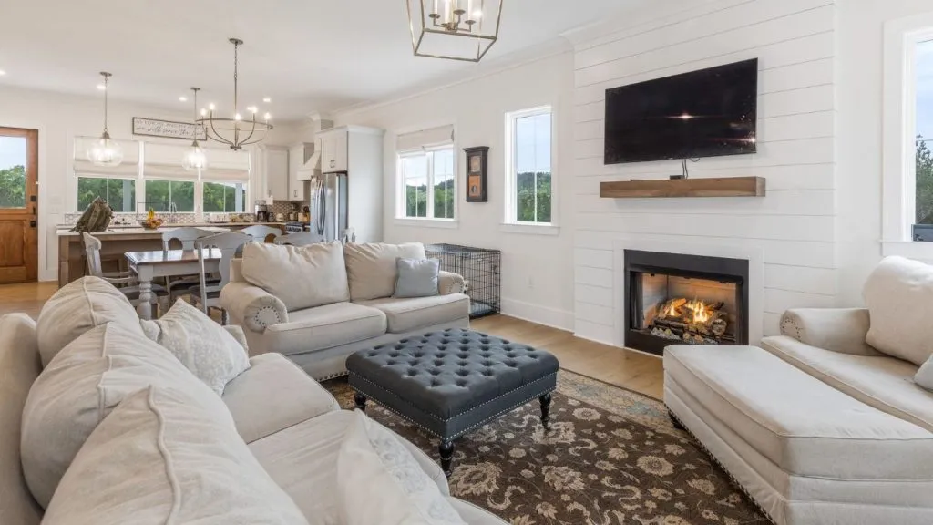 Cozy Living Room With Fireplace And Seating