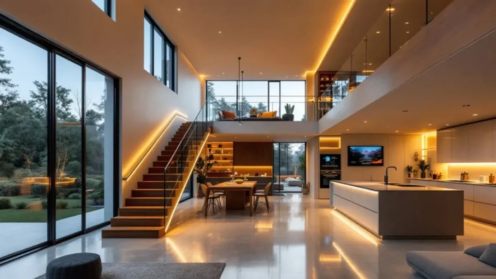 Open Concept Modern Home Interior Lighting 1024x576