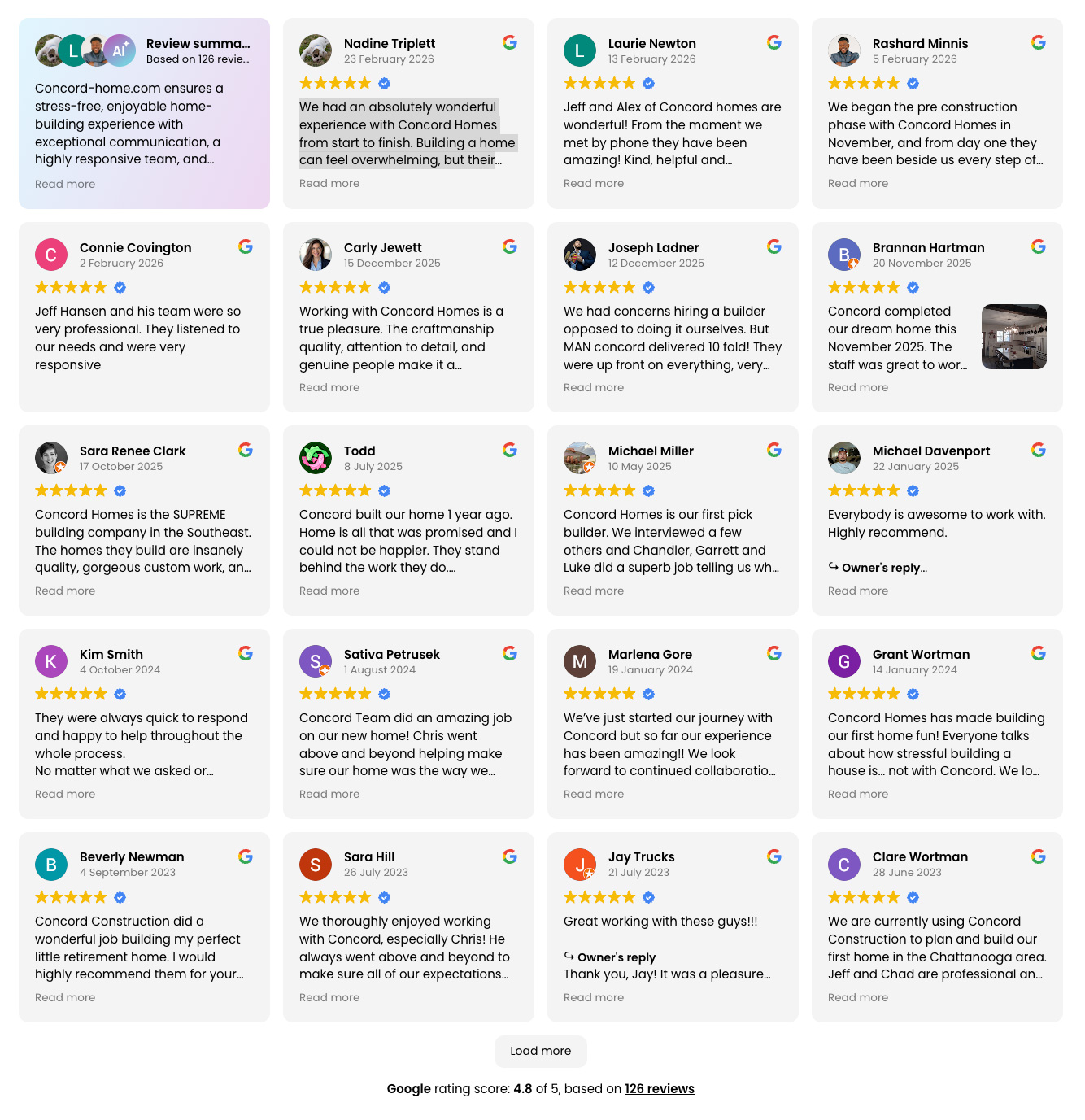 Testimonial Reviews Grid